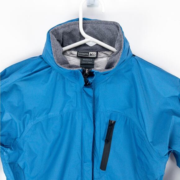 Vintage REI Staff Jacket Women’s Small Microfiber Hooded Windbreaker Travel Blue - Picture 2 of 16